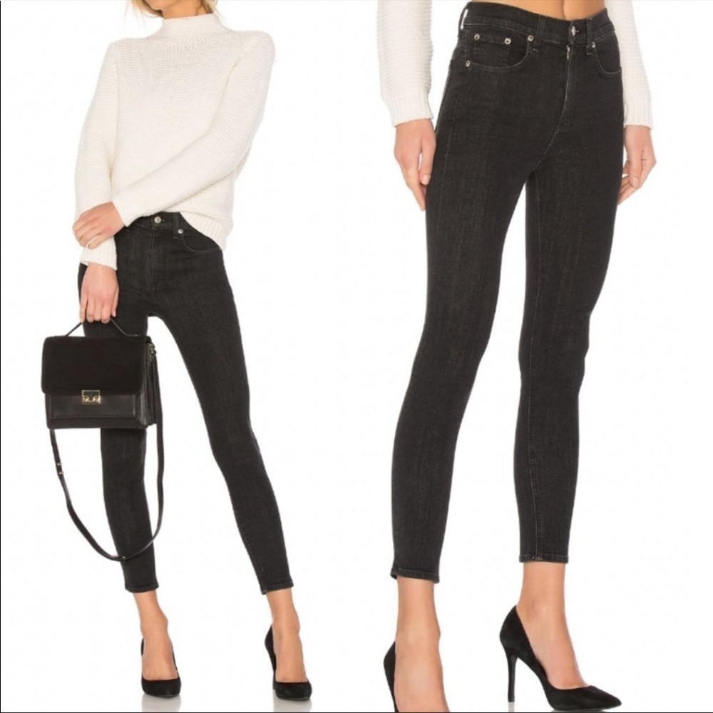 Rag & Bone High Rise Skinny Jean in Black Size 26
